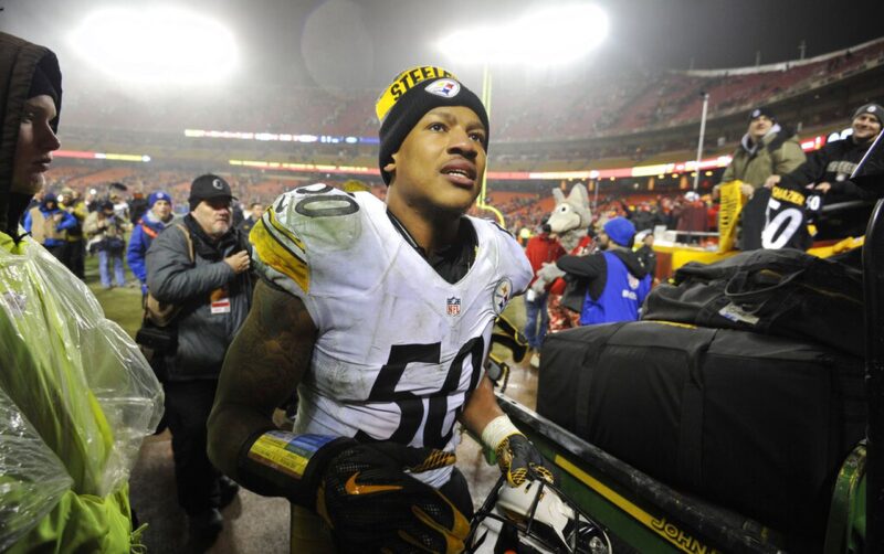 Pittsburgh Steelers inside linebacker Ryan Shazier (50) walks off the field following an NFL divisional playoff football game against the Kansas City Chiefs Sunday, Jan. 15, 2017, in Kansas City, Mo. The Steelers won 18-16. (AP Photo/Ed Zurga)ASSOCIATED PRESS